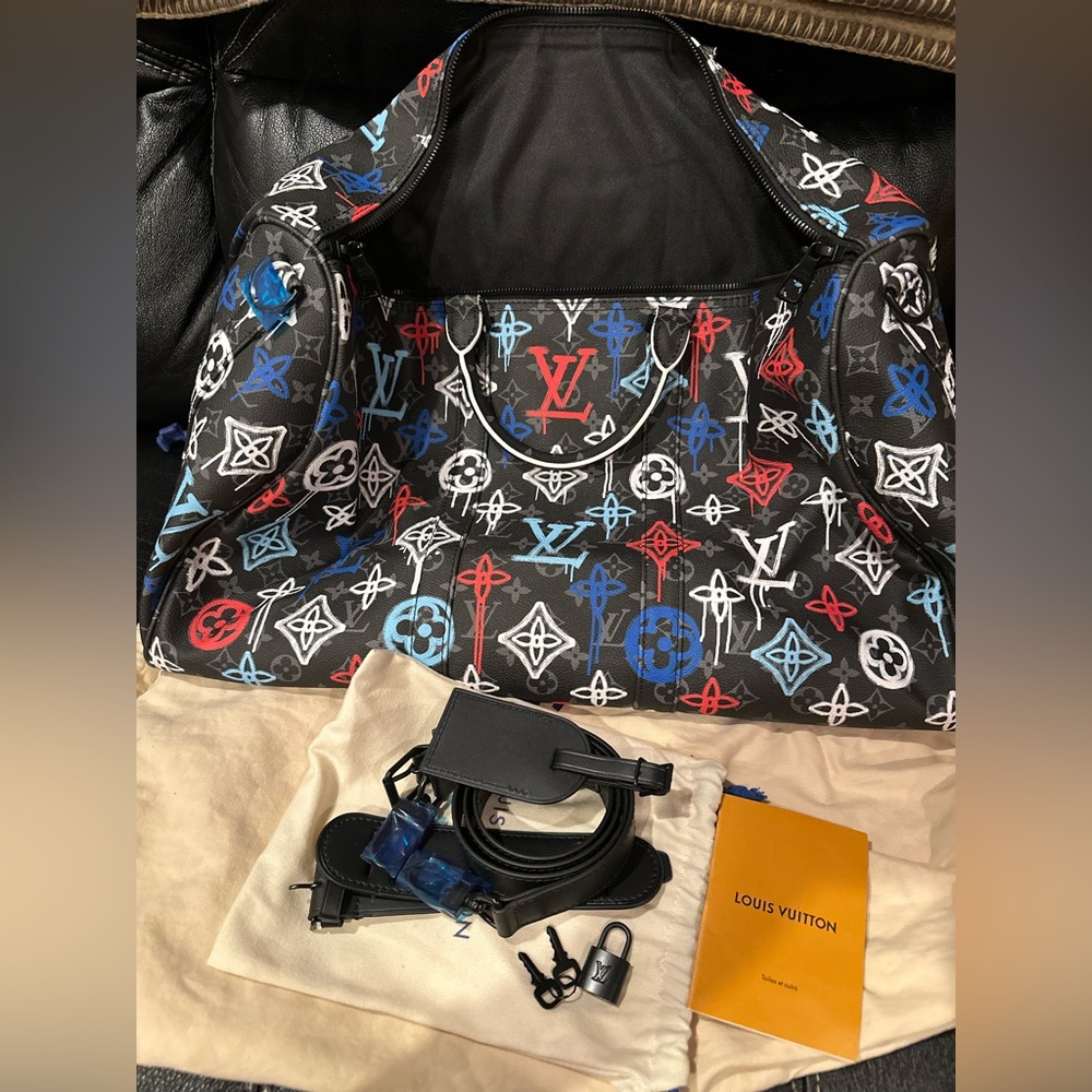 Louis Vuitton Black Bag with Red and Blue Monogram